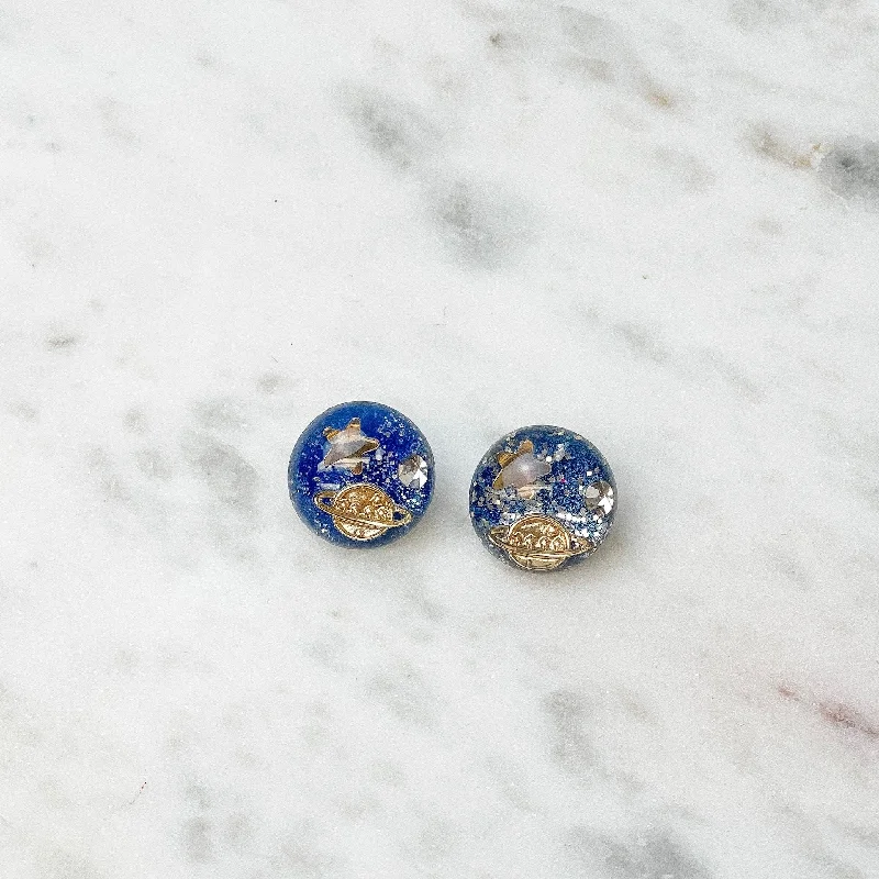 Delicate Crystal Jewelry For Sophisticated Charm Galaxy Resin Stud Earrings - Blue