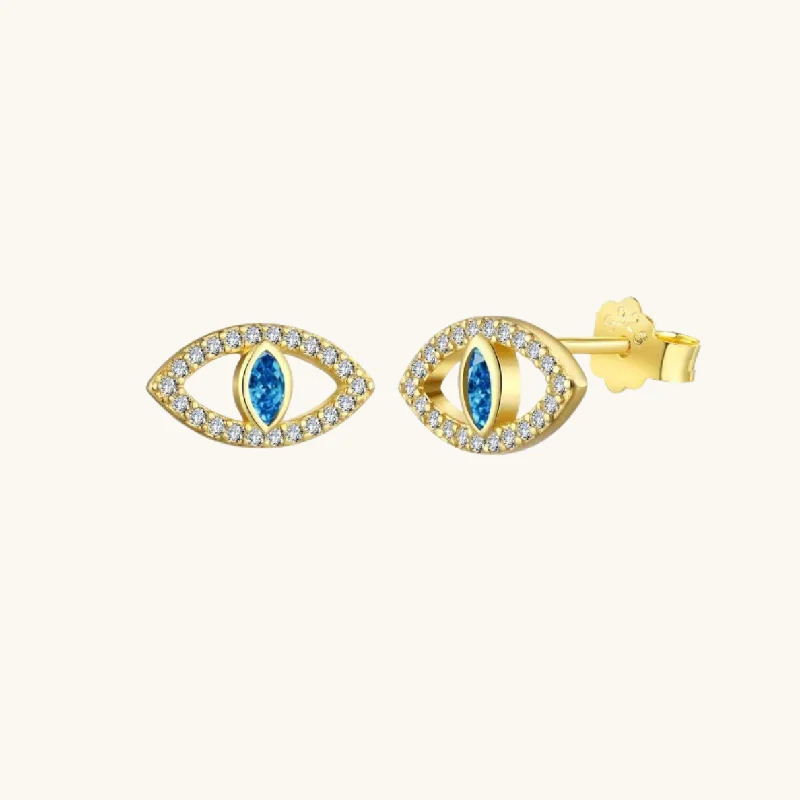 Exclusive Jewelry Markdowns – Limited-Time Offer Gold & Blue Evil Eye Stud Earrings