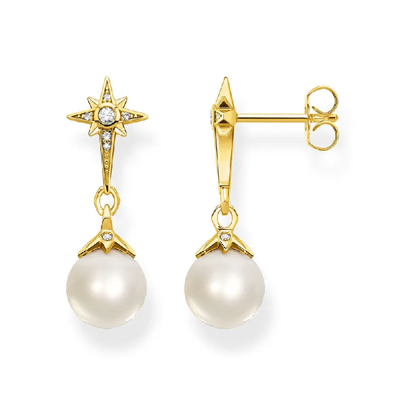 Elegant Jewelry, Affordable Luxury – Shop Now Gold Plated Sterling Silver Thomas Sabo Magic Star Fresh Water Pearl Earrings