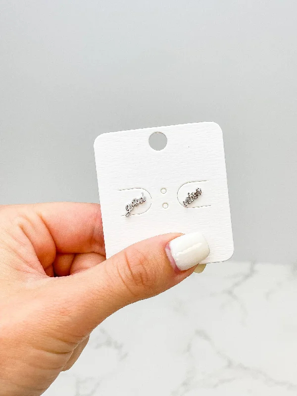 Sparkle For Less – Shop Our Limited-Time Jewelry Deals 'Good Vibes' Stud Earrings - Silver