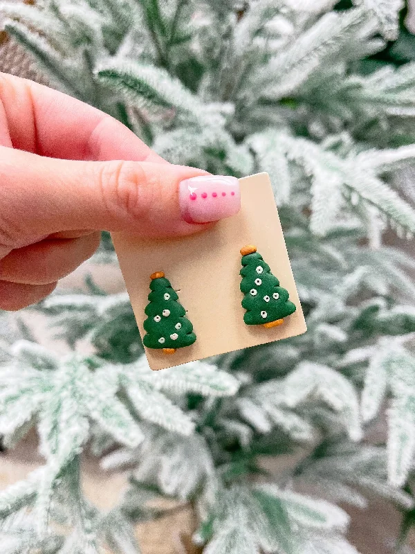 Timeless Jewelry At Special Discount Rates Green Christmas Tree Clay Stud Earrings