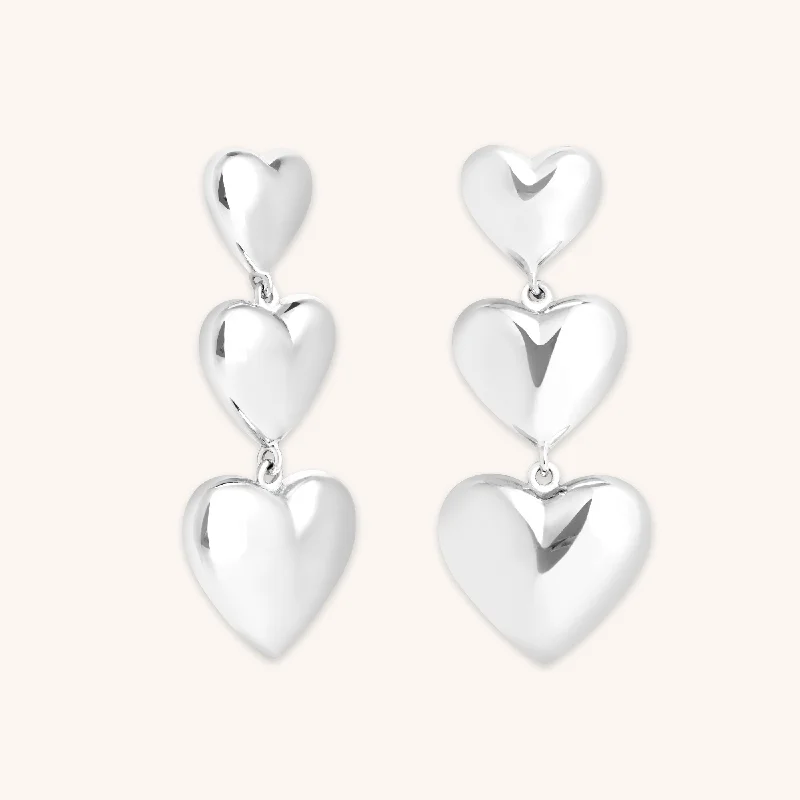 Exclusive Jewelry Bundles At Discounted Prices Heart Drop Stud Earrings in Silver