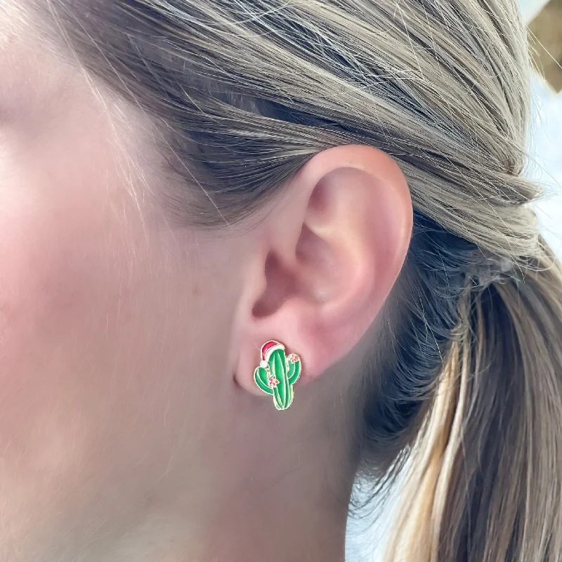 Chic And Stylish Jewelry At Discounted Prices Christmas Cactus Signature Enamel Stud Earrings