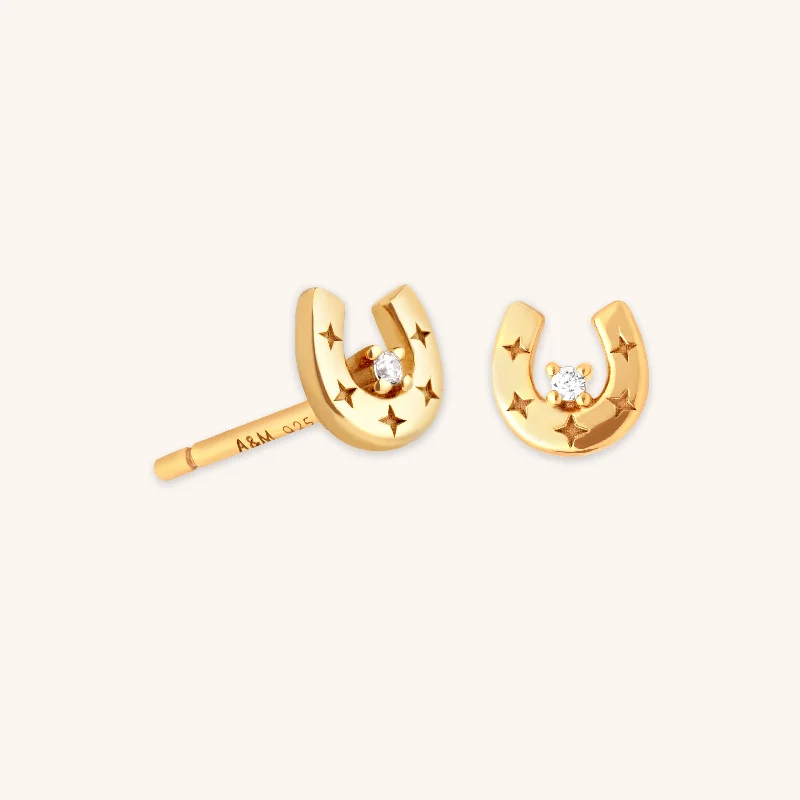 Limited-Time Offer On Elegant Jewelry Pieces Horseshoe Stud Earrings in Gold