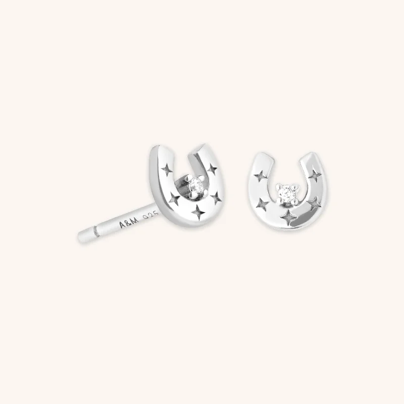 Shop Dazzling Jewelry At The Best Prices Horseshoe Stud Earrings in Silver