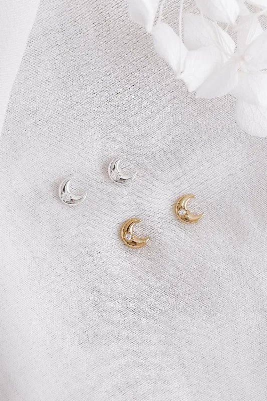 Best Jewelry Sale Prices – Limited-Time Offer Julia - Sterling Silver Crescent Moon Stud Earrings