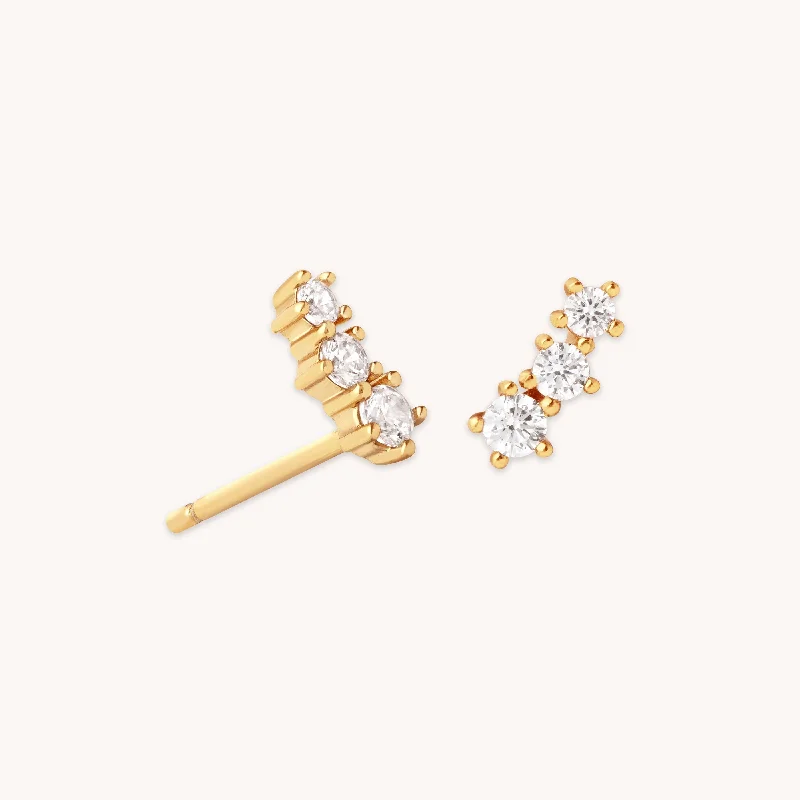 Flash Sale On Stunning Jewelry – Don't Miss Out Glimmer Crystal Climber Stud Earrings in Gold