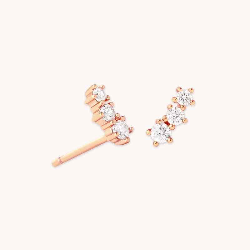 Best-Selling Jewelry Now Available At Special Deals Glimmer Crystal Climber Stud Earrings in Rose Gold