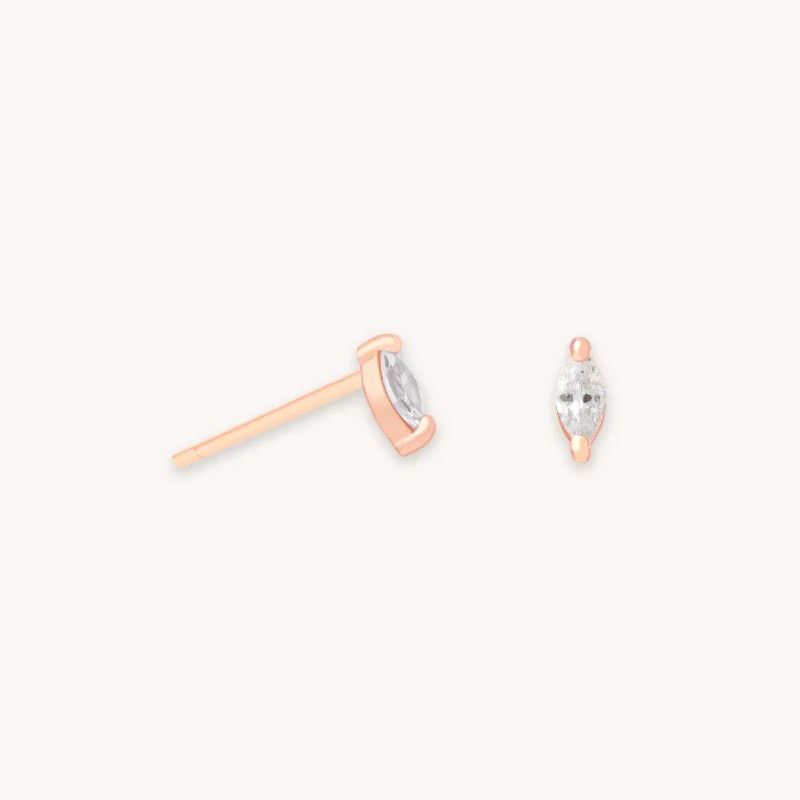 Trending Jewelry Styles Now At Limited-Time Discounts Navette Gem Stud Earrings in Rose Gold