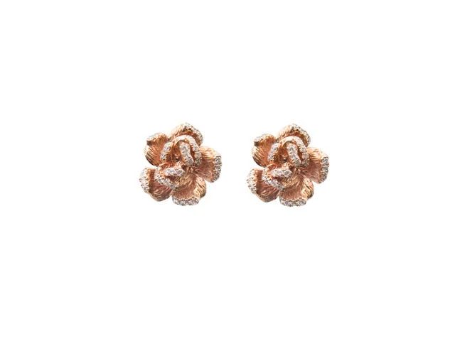 Timeless Elegance, Temporary Discounts – Act Fast Pave Diamond Rose Flower Stud Earrings