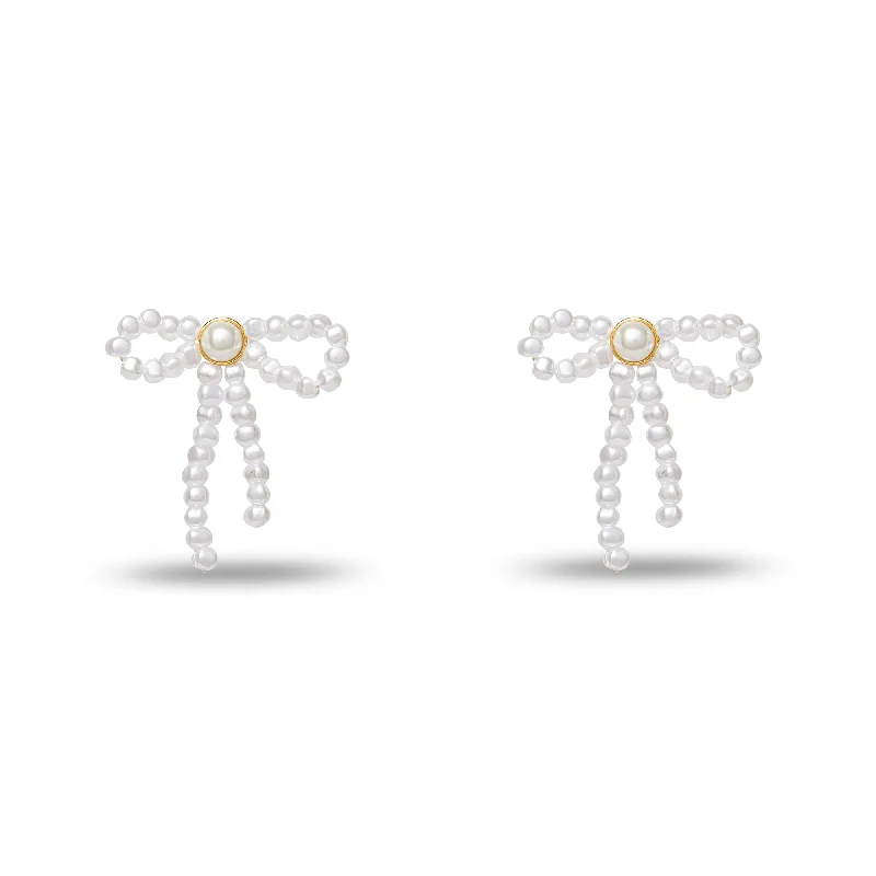 Elevate Your Outfit With Discounted Statement Jewelry PEARL BOW STUD EARRINGS