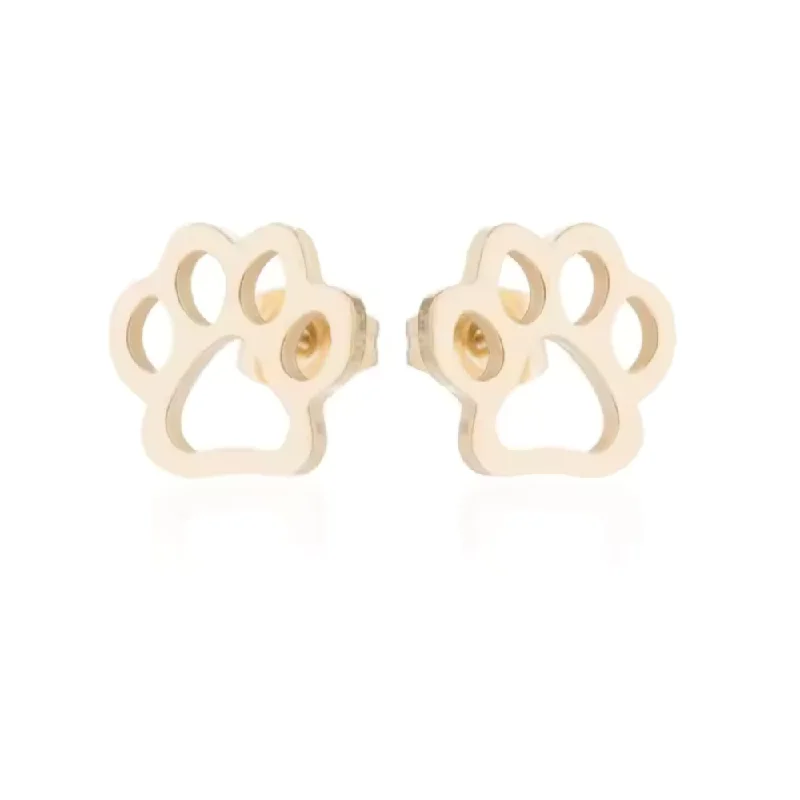 Jewelry Clearance Sale – Final Reductions Pet Lover's Paw Print Stud Earrings in Gold and Silver