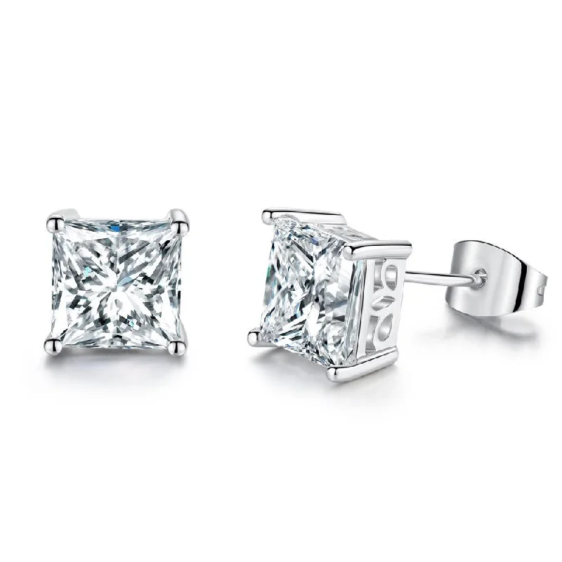 Shop Jewelry That Shines Without The High Price Princess Cut Stud Earrings Cubic Zirconia Stud Earrings Gold Plated