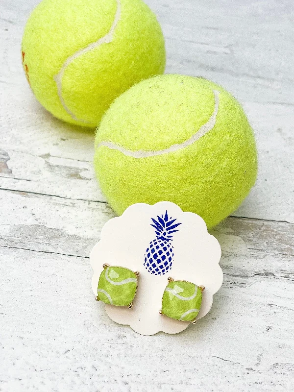 Don't Miss Out On Bestselling Jewelry At Special Prices Printed Sports Stud Earrings - Tennis Ball