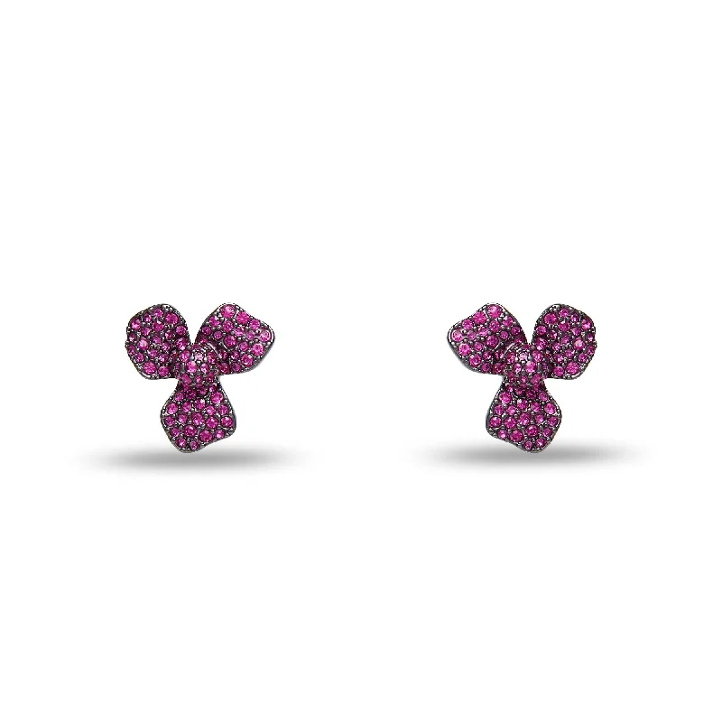 Stunning Jewelry Pieces At The Lowest Prices Ever RASPBERRY PAVE TRILLIUM STUD EARRINGS