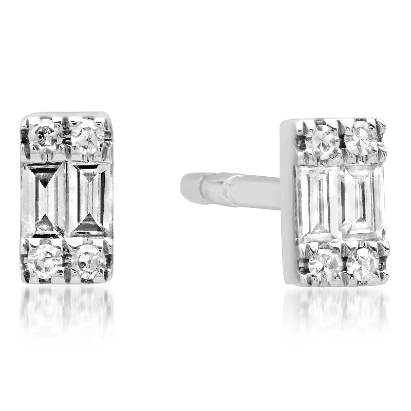 Jewelry Clearance Sale – Final Reductions Rectangular Diamond Baguette Cluster Petite Stud Earrings