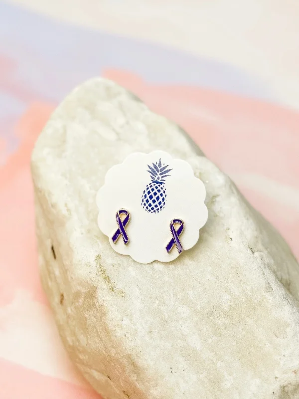 Your Perfect Accessory At The Perfect Price Purple Ribbon Signature Enamel Stud Earrings