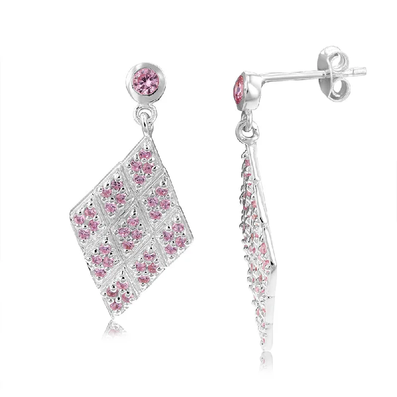Huge Savings On Timeless Jewelry Collections Sterling Silver Coloured Cubic Zirconia Rhombus Drop Earrings