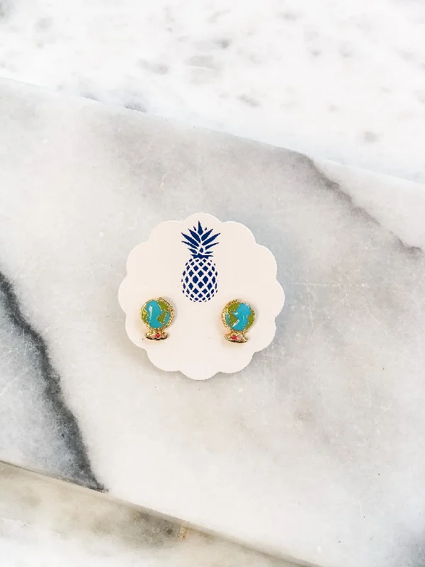 Limited-Time Offer On Premium Jewelry Collections Globe Signature Enamel Stud Earrings by Prep Obsessed