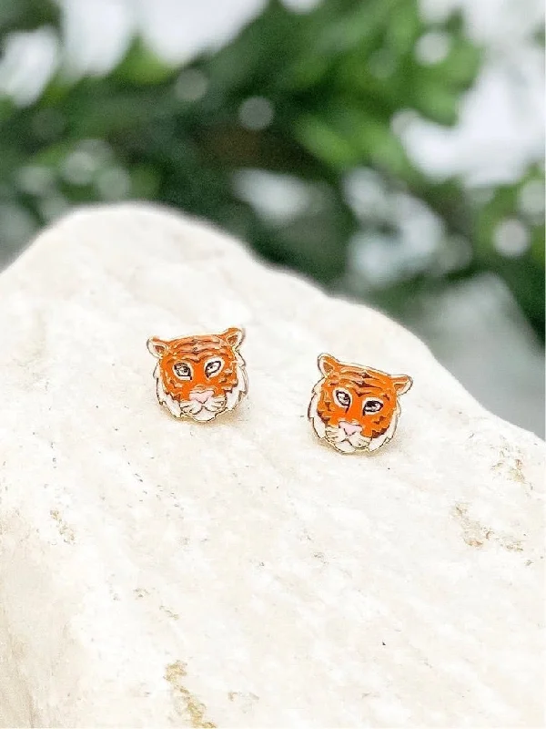 Exclusive Gemstone Jewelry Markdowns – Shop Now Tiger Enamel Stud Earrings