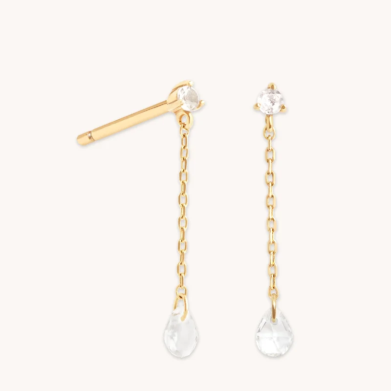 Modern Jewelry At Exclusive Discounts – Shop Today Topaz Chain Stud Earrings in Solid Gold