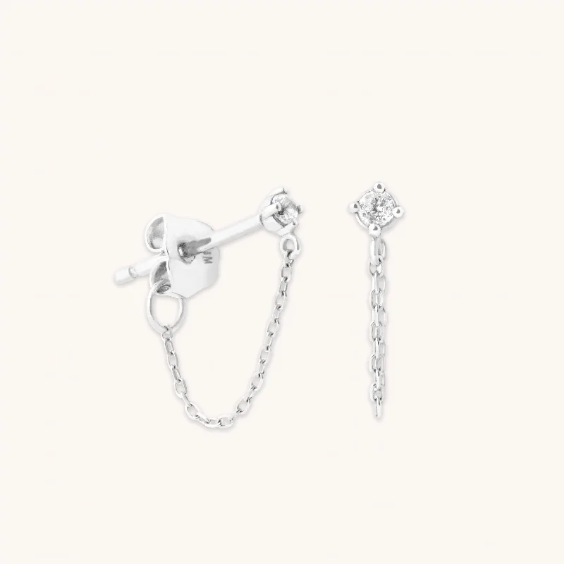 Limited-Stock Jewelry Clearance – Grab Your Favorites Now Topaz Chain Stud Earrings in Solid White Gold