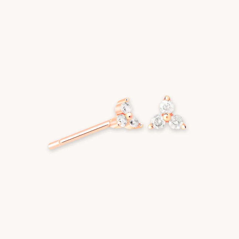 Personalized Jewelry At Special Discount Rates Triple Crystal Stud Earrings in Rose Gold