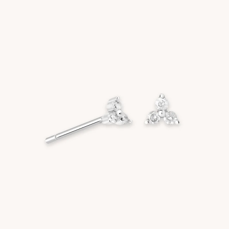 Handmade Pearl Jewelry For Timeless Elegance Triple Crystal Stud Earrings in Silver