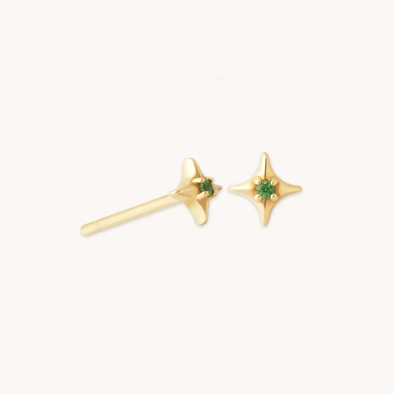 Grab Your Favorite Jewelry At The Lowest Prices Cosmic Star Tsavorite Stud Earrings in Solid Gold