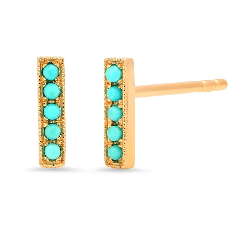 Stunning Statement Jewelry, Unbeatable Discounts Turquoise Mini Bar Stud Earrings