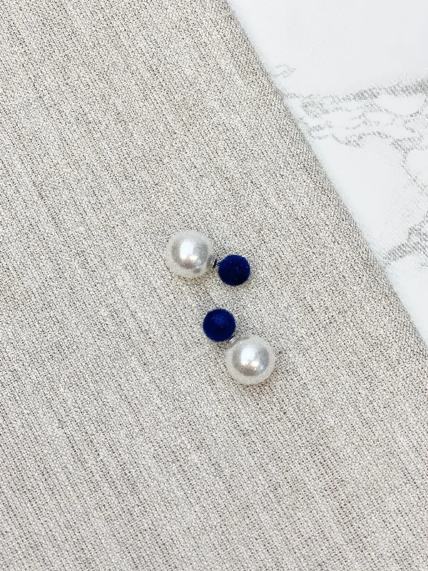 Best Jewelry Deals – Shop Premium Pieces At Great Prices Navy Blue Velvet Back Pearl Stud Earrings