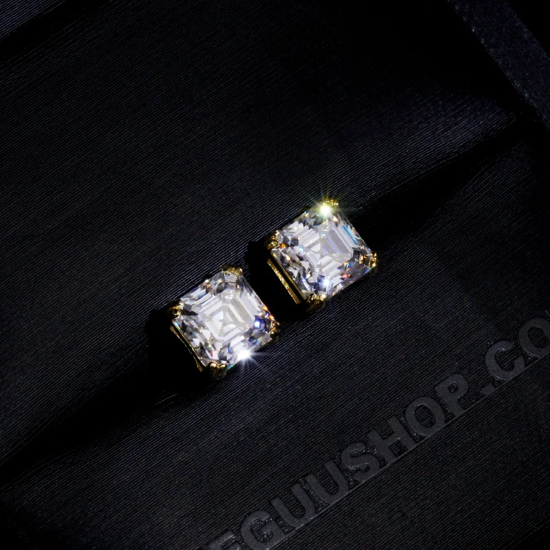 Flash Sale On Exquisite Jewelry – Don't Miss Out VVS Moissanite Asscher Cut Stud Earrings In 18K Gold