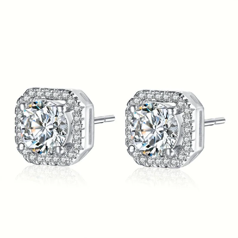 High-End Jewelry, Now More Affordable Than Ever White Gold Crystal Stud Earrings for Women