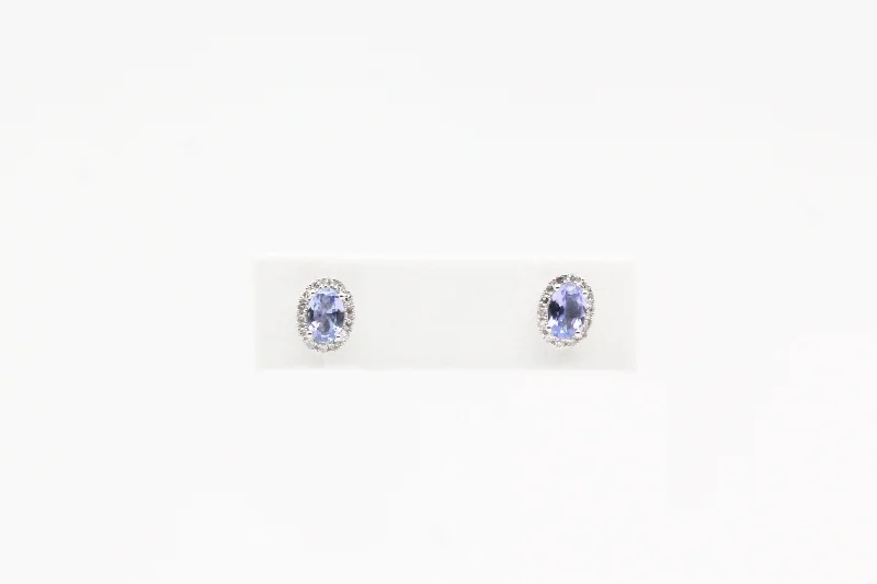 Unmissable Jewelry Sale – Shop Before It's Too Late White Gold Tanzanite and Diamond Halo Stud Earrings