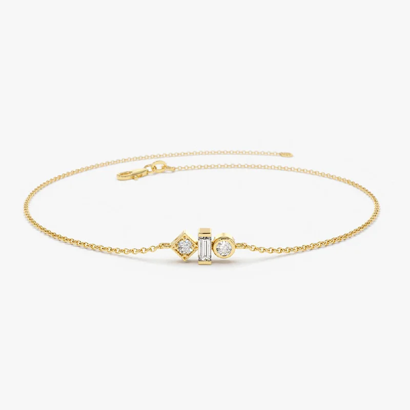 Affordable Glamour – Must-Have Jewelry At Special Rates 14K Gold Baguette and Round Diamond Mix Bracelet