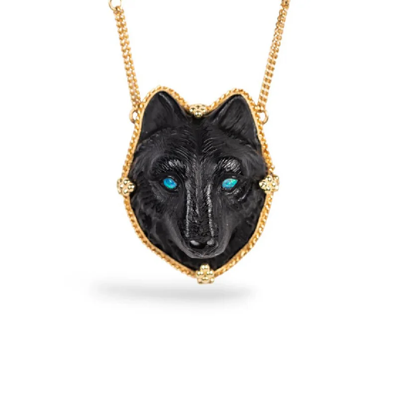 Black Onyx Wolf Necklace