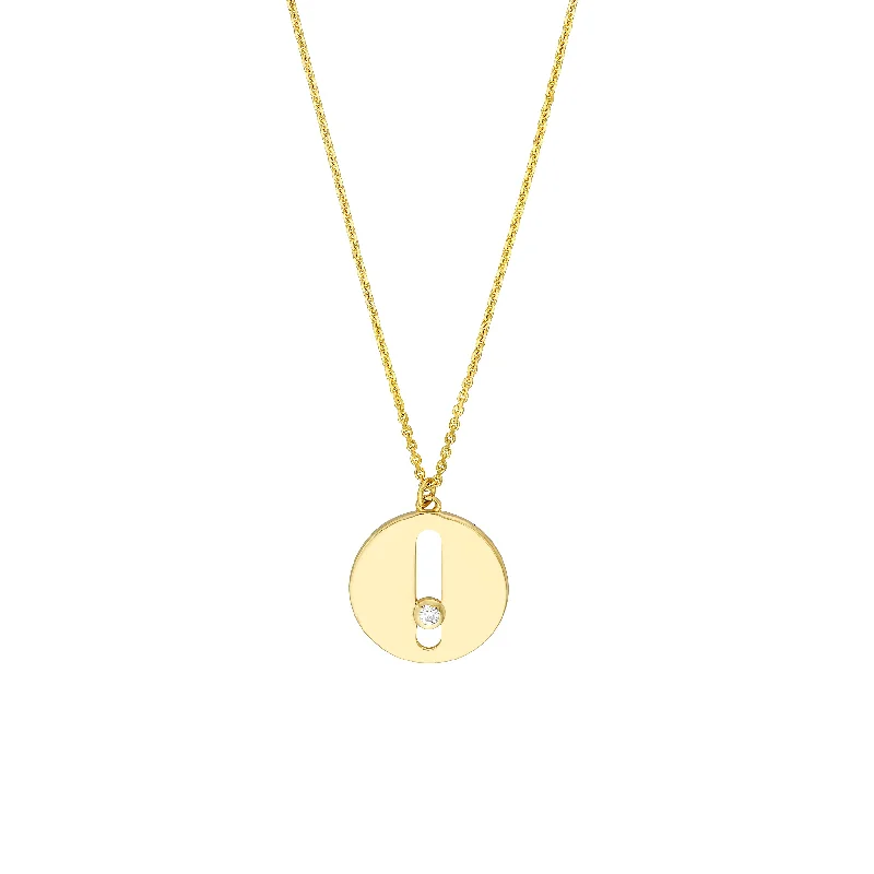 Bezel Diamond Disc Medallion Necklace