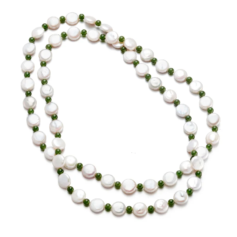 Personalized Jewelry Sale – Meaningful Gifts At Great Prices Coin Pearl & Green Nephrite Jade Rope Necklace
