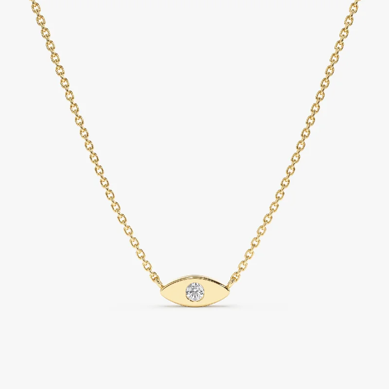 Dainty Solitaire Diamond Eye Necklace, Kinsley