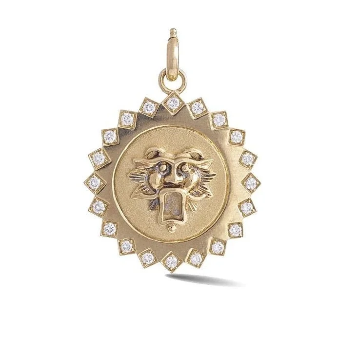 Diamond Guardian Lion Mabel Medallion Pendant Charm