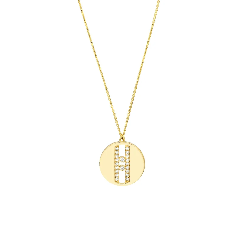 Diamond Paper Clip Medallion Necklace