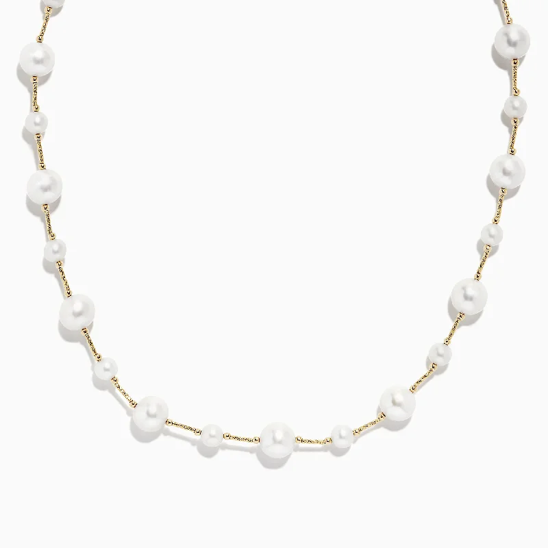 14K Yellow Gold Pearl Necklace