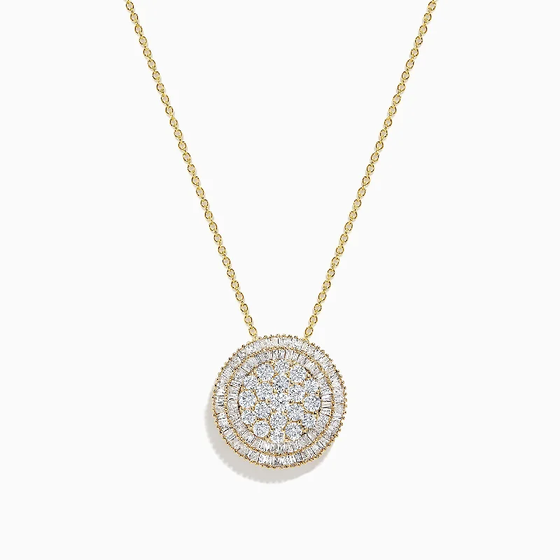 D'Oro 14K Yellow Gold Diamond Disk Pendant, 1.60 TCW