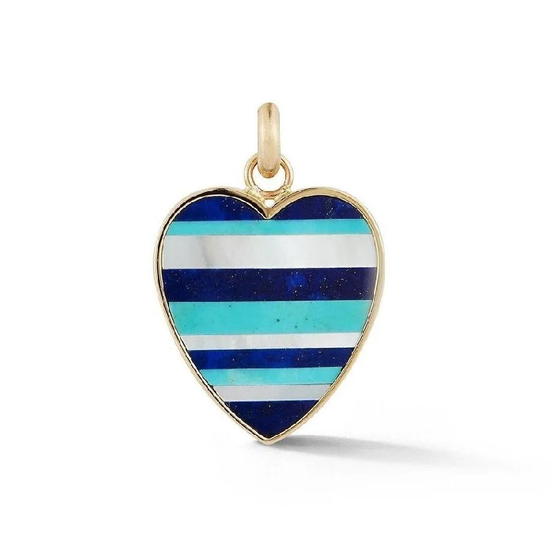 Eloise Gemstone Inlay Striped Heart Pendant Charm