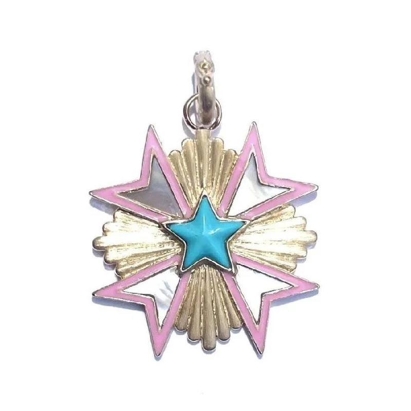 Emmeline Gemstone and Enamel Star Medal Pendant Charm