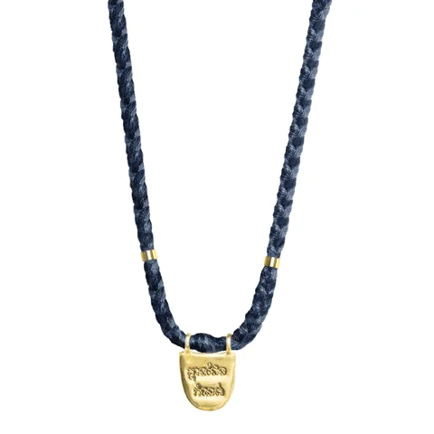 Gold Vermeil "Without Limits" Necklace on Deep Blue Cotton Cord