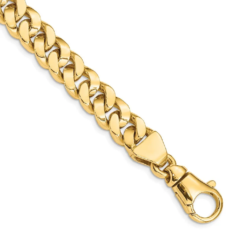 Men's 10mm 14K Yellow Gold Solid Fancy Curb Chain Bracelet, 8.5 Inch