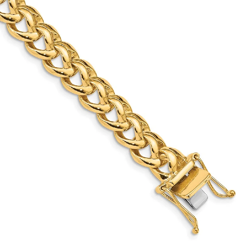 Men's 8.5mm 14K Yellow Gold Fancy Spiga Chain Bracelet, 8 Inch