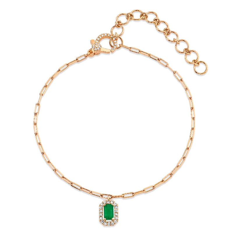 MINI ME EMERALD & DIAMOND HALO DROP ANKLET