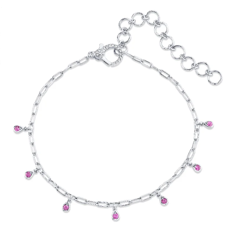 MINI ME PINK SAPPHIRE BABY DANGLE DROP ANKLET